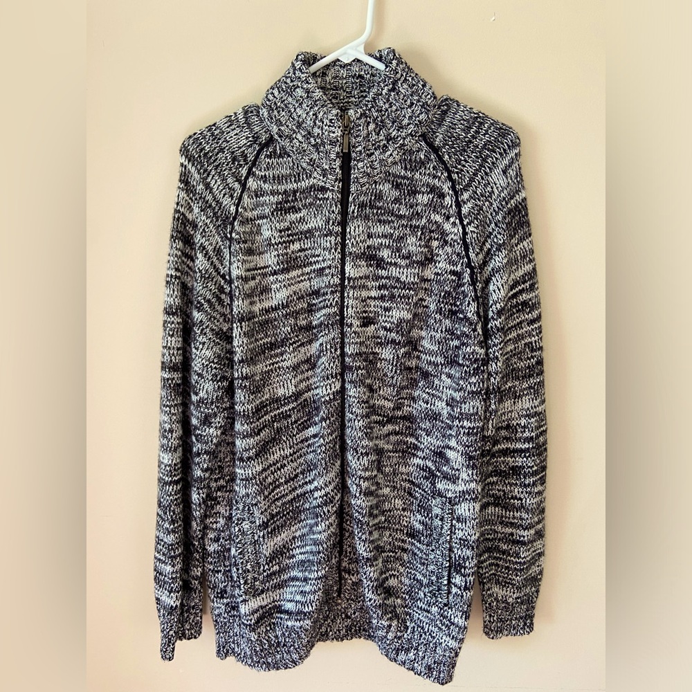 TS&CS Black White Gray Zip Sweater
